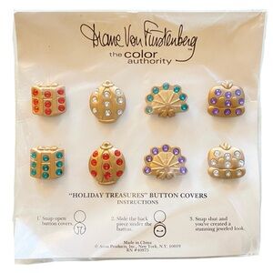 DVF Diane Von Furstenberg Button Covers Vintage Avon Collab Holiday Treasures